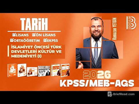 3) KPSS  / AGS Tarih - İslamiyet Öncesi Türk Devletleri Kültür ve Medeniyeti - Ramazan YETGİN