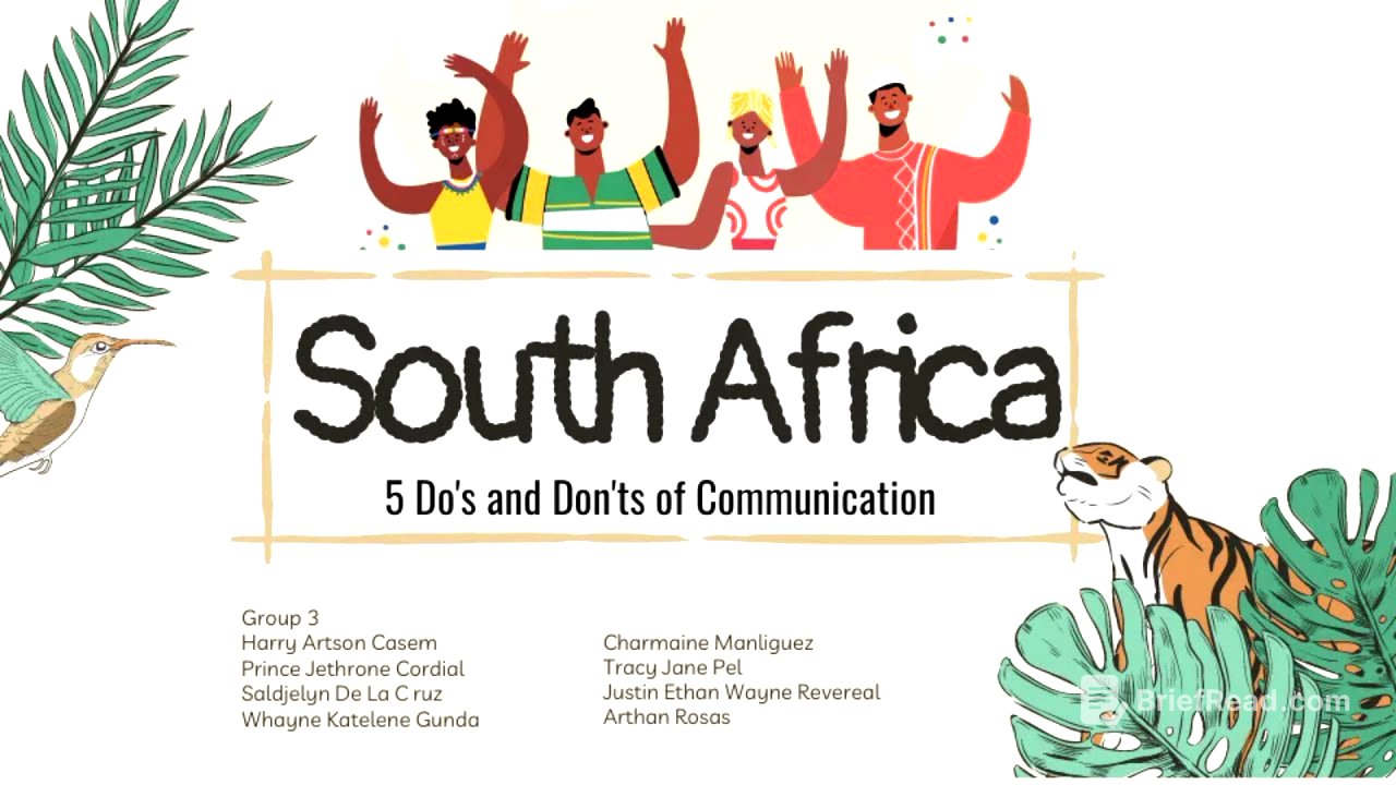 Do's and Don'ts of Communication in South Africa | Group 3 | Purposive Communication