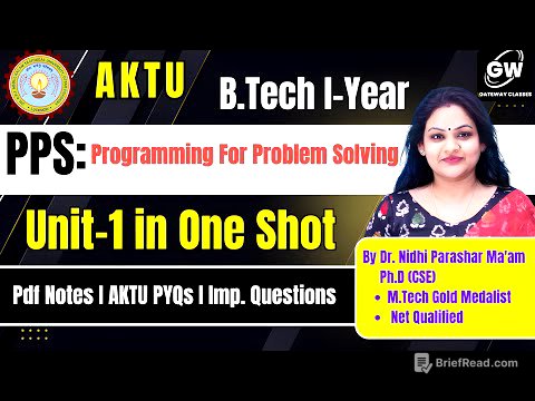PPS Unit-1 ONE SHOT I By Dr. Nidhi Parashar Ma'am I Gateway Classes I AKTU