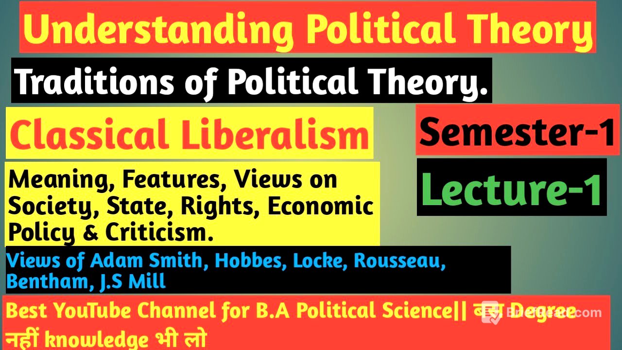 Traditions of Political Theory: Liberal||Classical Liberalism||Liberal Political Theory||UPSC||BA||