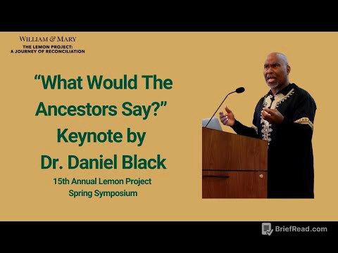 “What Would The Ancestors Say?” Keynote by Dr. Daniel Black, 15th Annual Lemon Project Symposium