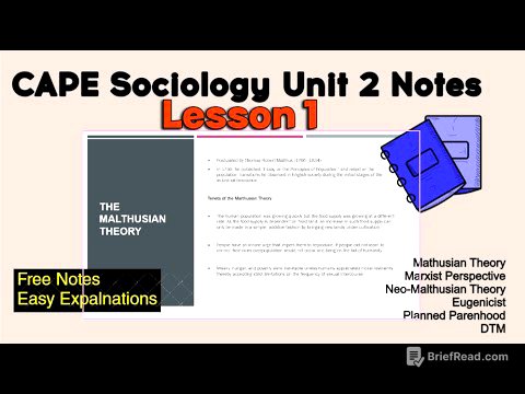 CAPE Sociology Population Theories I Lessen 1 I SLC