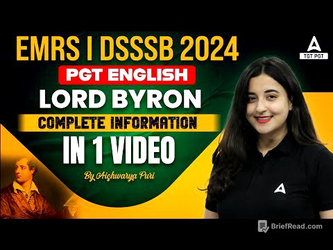 EMRS/DSSSB PGT English Literature Classes 2024 | Lord Byron Of English Literature