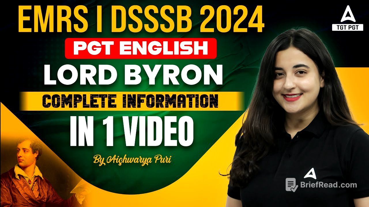EMRS/DSSSB PGT English Literature Classes 2024 | Lord Byron Of English Literature