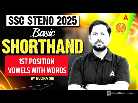 SSC Steno 2025 | Basic Shorthand | 1st position vowels with words By Rudra Sir