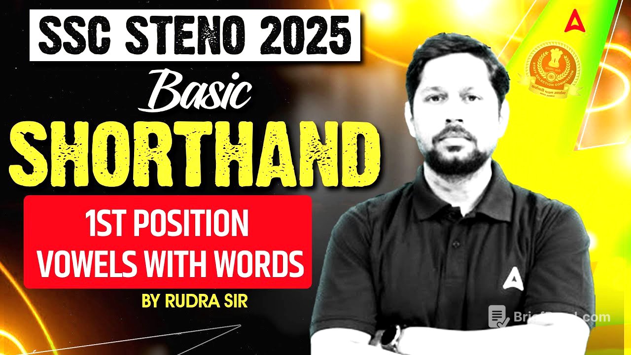 SSC Steno 2025 | Basic Shorthand | 1st position vowels with words By Rudra Sir
