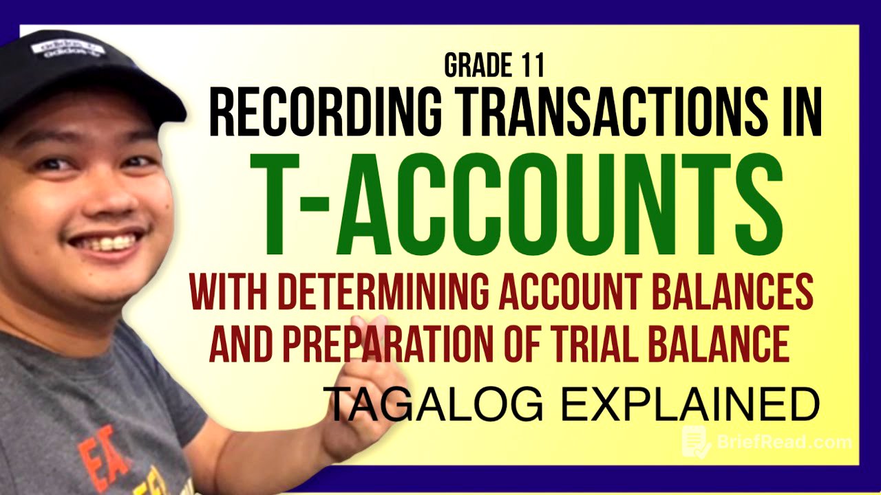 RECORDING TRANSACTIONS USING T-ACCOUNTS - PREPARATION OF TRIAL BALANCE (TAGALOG EXPLAINED)
