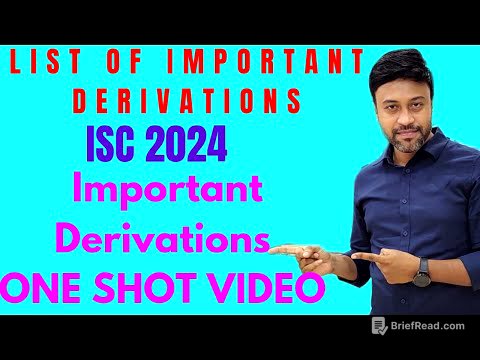 List of important derivations in Physics || ISC PHYSICS 2025 || Important derivations one shot Video