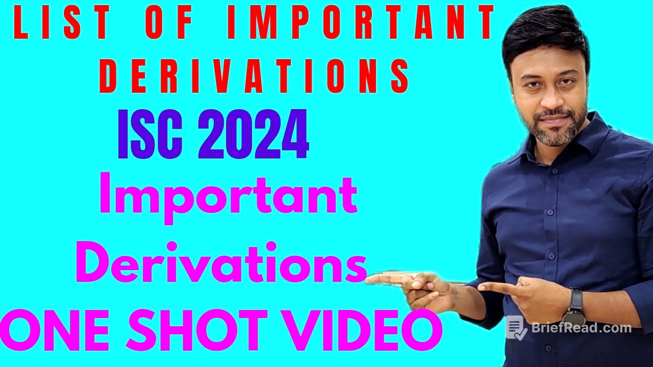 List of important derivations in Physics || ISC PHYSICS 2025 || Important derivations one shot Video