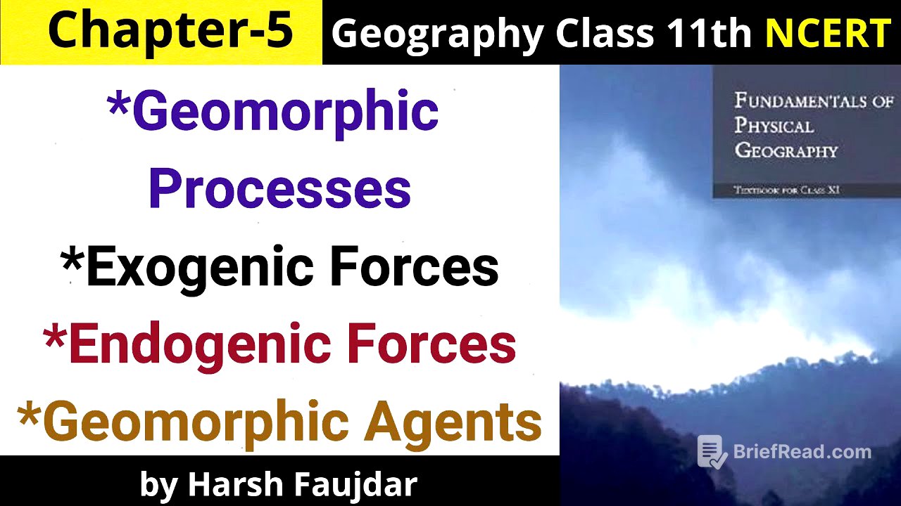 G18: Geomorphic Processes, Endogenic & Exogenic Forces, Geomorphic Agents | Class 11 Geography