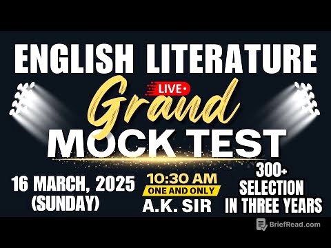 Master Cadre | English Literature | Grand Mock Test | Live | 10:30 AM | Sunday | BY A.K.SIR