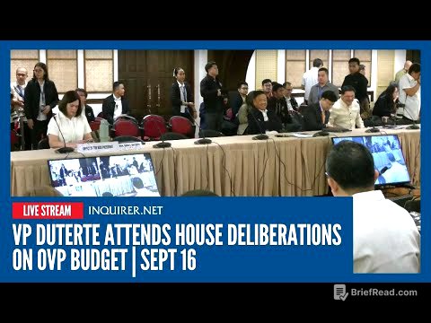 LIVE: Vice President Sara Duterte attends House deliberations on OVP budget | Sept 16