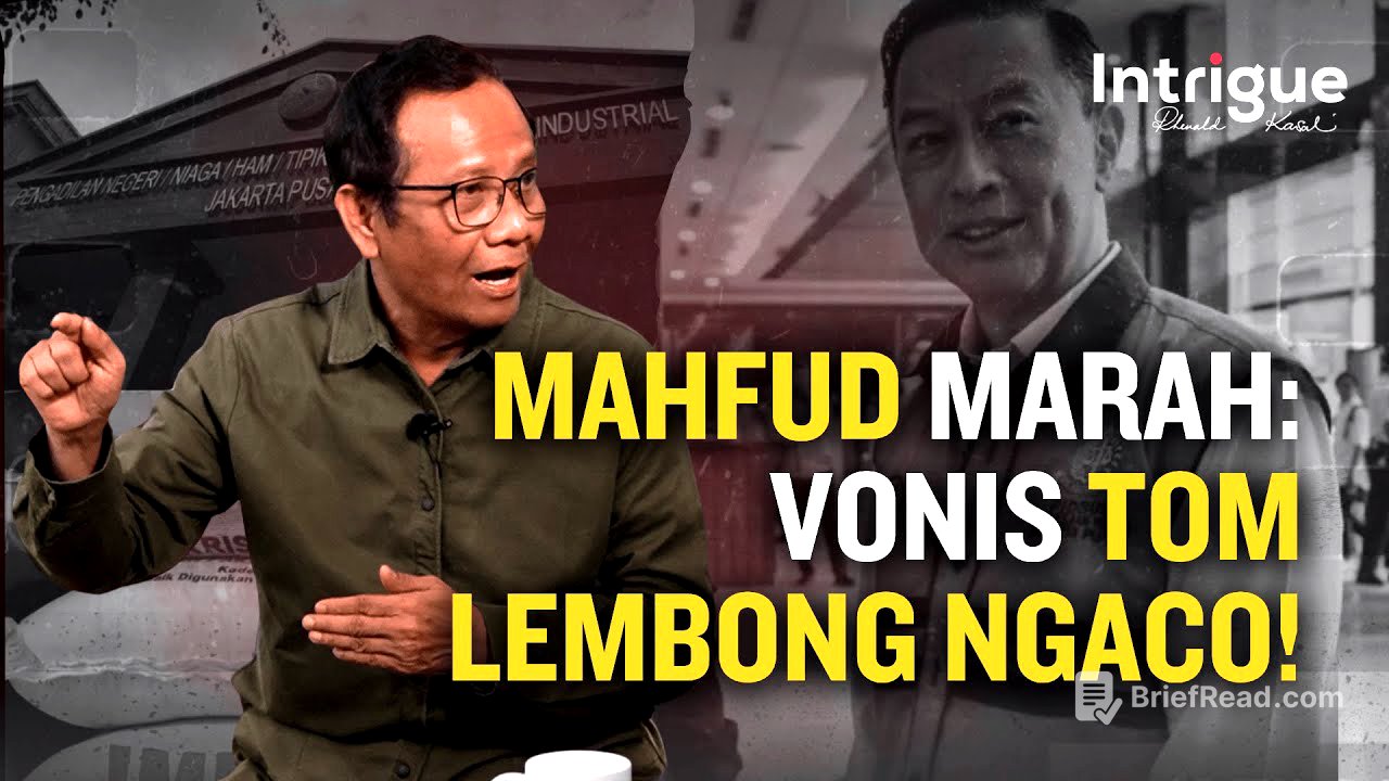 VIRAL! Mahfud MD Klarifikasi! Putusan Hakim Dinilai Ngaco, Tom Lembong Korban? #IntrigueRK