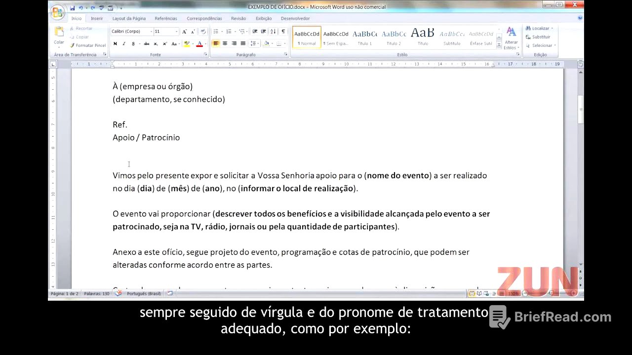 MODELO DE OFÍCIO DE SOLICITAÇÃO