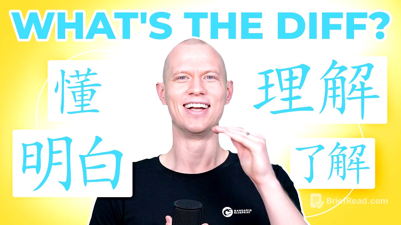 What's the DIFF? "Understand" - 懂 dǒng - 明白 míngbai - 理解 lǐjiě - 了解 liǎojiě