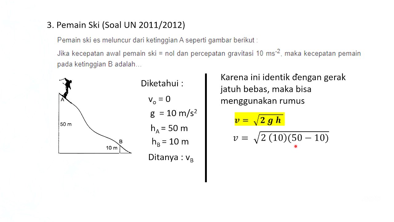 Pembahasan Soal  Hukum Kekekalan Energi Mekanik Fisika SMA Kelas X