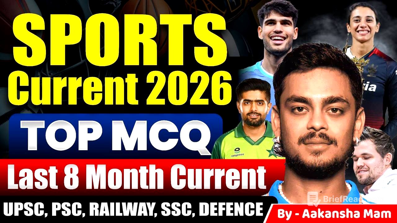 Sports Current Affairs 2026 🔥 | Last 8 Months TOP MCQs | Exam Most Expected Questions
