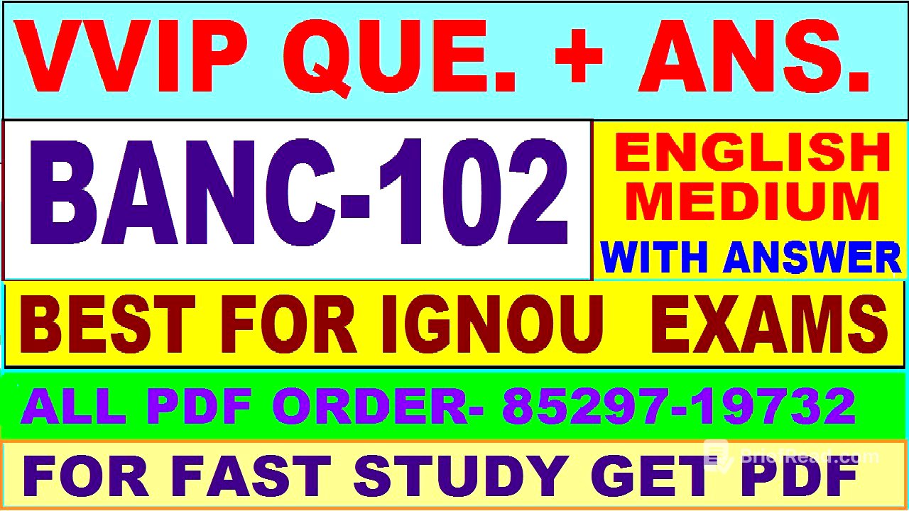 BANC 102 important questions with answer in English | banc 102 Previous Year Question Paper