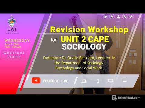 Revision Workshop for Unit 2 CAPE Sociology