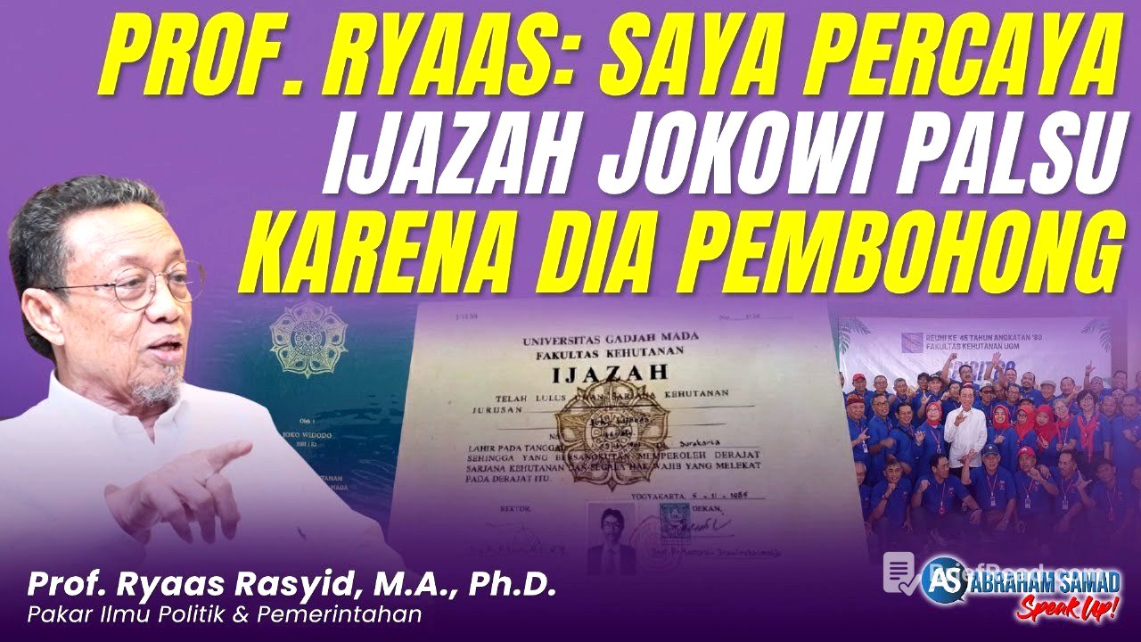 Prof Ryaas: Saya Percaya Ijazah Jokowi Palsu Karena Dia Pembohong | #SPEAKUP