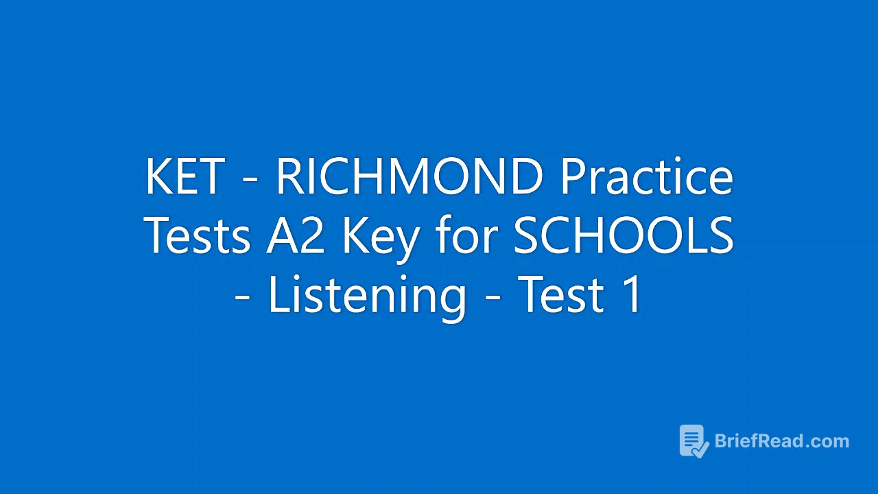 Test 9 - Richmond Practice Tests A2 Key for School 2020 - Test 1