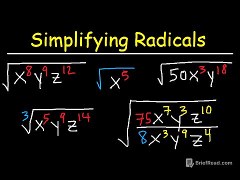 Simplifying Radicals With Variables, Exponents, Fractions, Cube Roots - Algebra