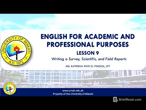 Lesson 9: Writing Technical Reports (Survey, Scientific, and Field Reports) | EAPP