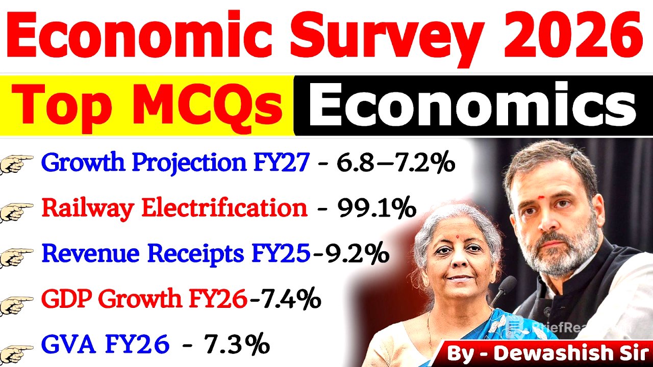Economic Survey 2025–26 🔥 Top MCQs | Most Important for All Exams | Dewashish Sir