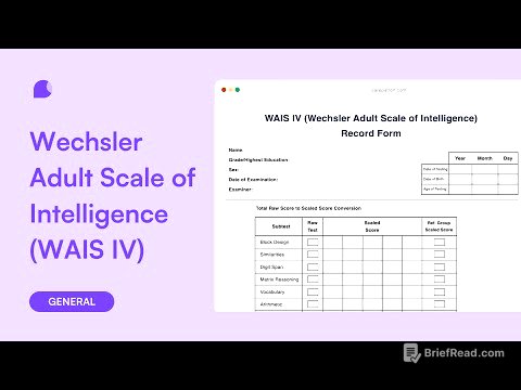 Wechsler Adult Scale of Intelligence (WAIS IV)