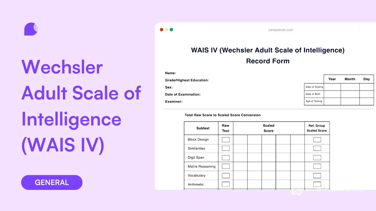Wechsler Adult Scale of Intelligence (WAIS IV)