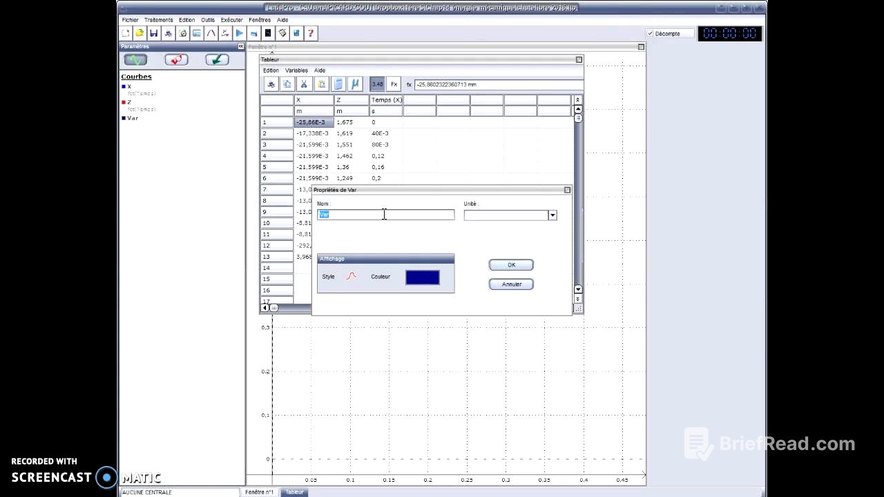 Le tableur pour créer et calculer des variables sous Latis pro