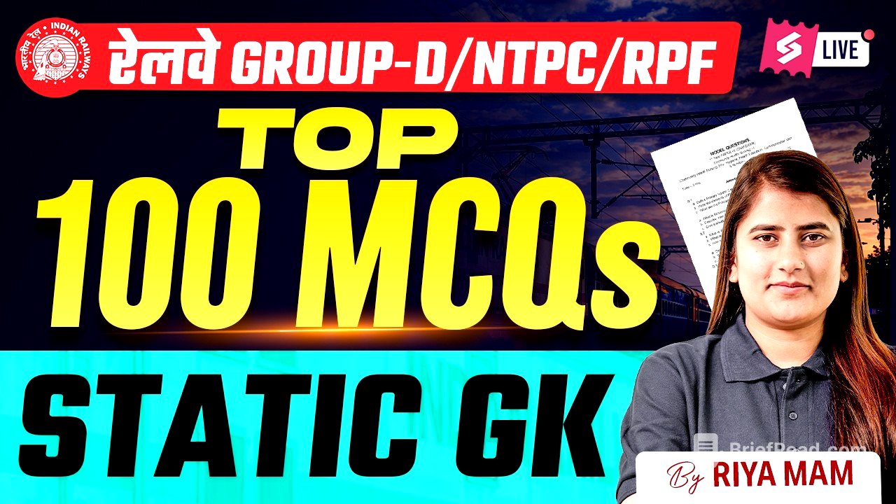 RRB NTPC 2026 | Static GK One Shot For Railway Exam 2026 | Complete Static Gk by Riya Mam