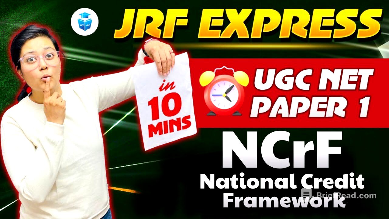 UGC NET Paper 1 National Credit Framework by Aditi Mam | Paper 1 in 10 Mins