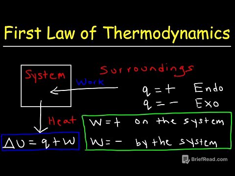 First Law of Thermodynamics, Basic Introduction - Internal Energy, Heat and Work - Chemistry