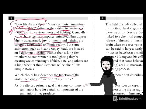 PSAT practice test 1 Question 8 module 1 Reading & Writing  computer animators prioritize