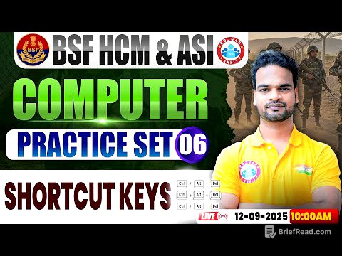 BSF HCM Computer Class | BSF Computer Practice Set #06 | Shortcut Keys | BSF ASI Comp By Shivam Sir