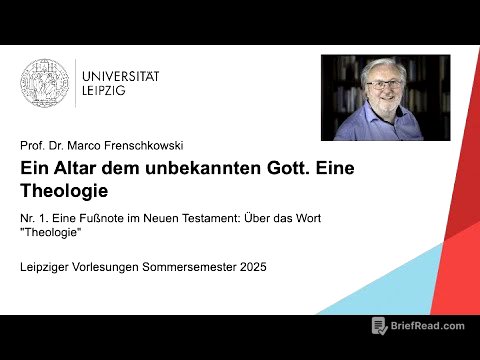 Prof. Frenschkowski – Ein Altar dem unbekannten Gott – 1. Eine Fußnote im NT: Das Wort "Theologie"