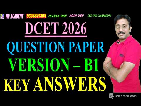 DCET 2026 QP KEY ANSWERS |VERSION B1 |ND Academy Live #ndacademy #dcet