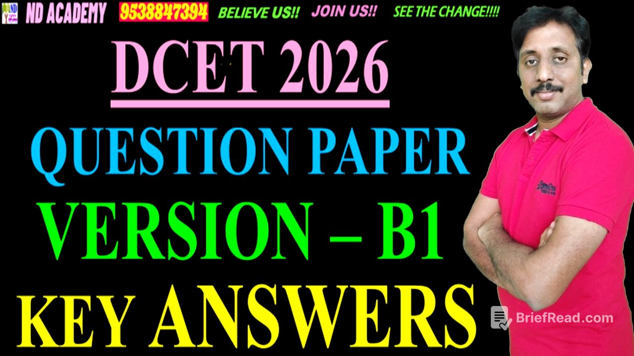 DCET 2026 QP KEY ANSWERS |VERSION B1 |ND Academy Live #ndacademy #dcet