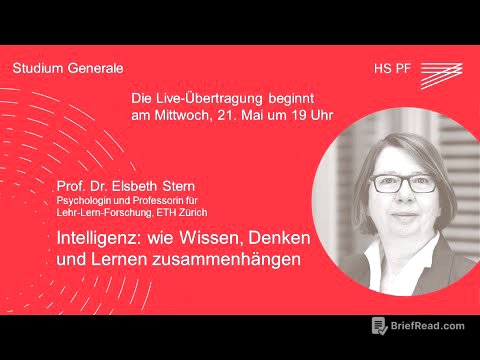 Studium Generale HSPF – Prof. Dr. Elsbeth Stern: „Intelligenz: Wie Wissen, Lernen...‘?“