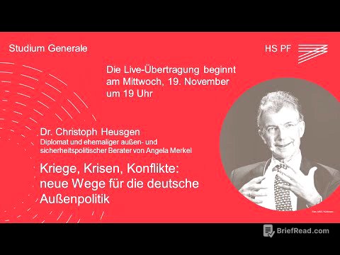 Studium Generale HSPF – Dr. Christoph Heusgen: „Kriege, Krisen, Konflikte: neue Wege... “