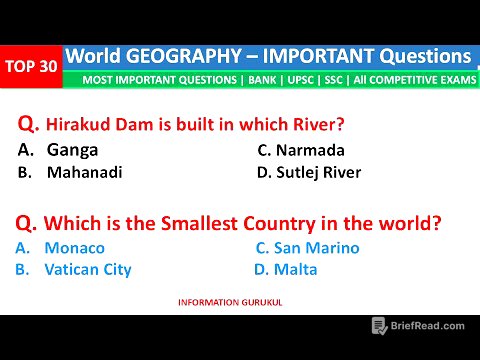 TOP 30 GEOGRAPHY GK | World Geography GK | Most Important Questions| Geography MCQs | India GK Quiz