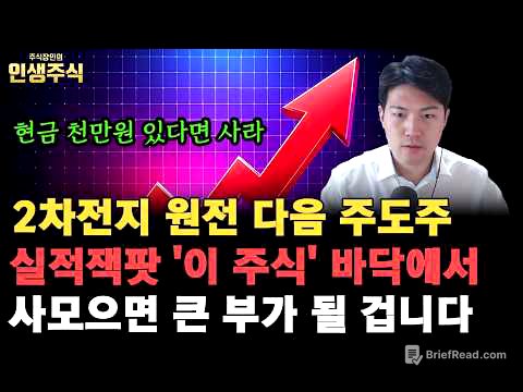 현금 천만원 있다면 사세요, 2차전지 원전 다음 주도주 '이 주식' 실적잭팟 터진 지금 바닥에서 사모으면 큰 부가 될 겁니다 [인생주식]