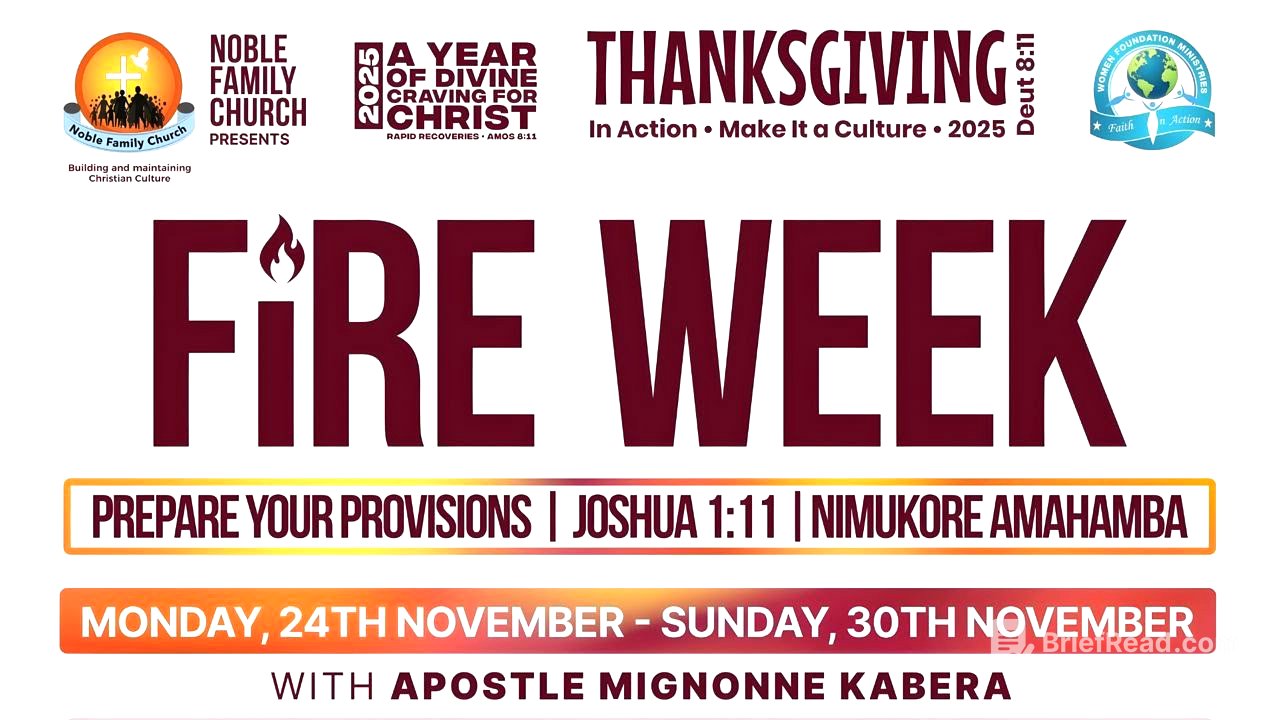 Fire Week - Prepare Your Provision  (Joshua 1:11) With Apostle Mignonne Kabera