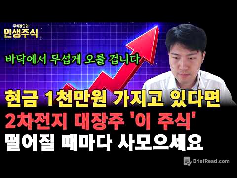 현금 1천만원 가지고 있다면 2차전지 말도 안되는 저평가 대장주 '이 주식' 떨어질 때마다 사모으세요, 바닥에서 무섭게 오를 겁니다 [인생주식]