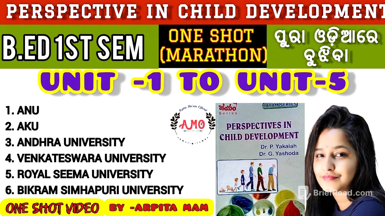 UNIT-1 to UNIT-5 Prespective in child development,B.Ed 1st sem.for ANU,AKU,YVU & OTHERS - Arpita mam