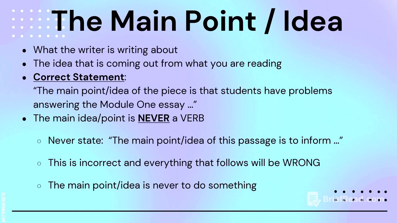Writing a Module 1 Essay Tips Main Idea and Writers Purpose