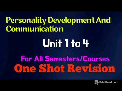 One Shot Revision l Personality Development and Communication l Unit 1 to 4 For All Courses/Semester