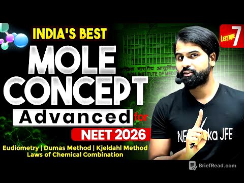 Mole Concept ADVANCED | Eudiometry | Dumas Method | Kjeldahl Method | Laws of Chemical Combination