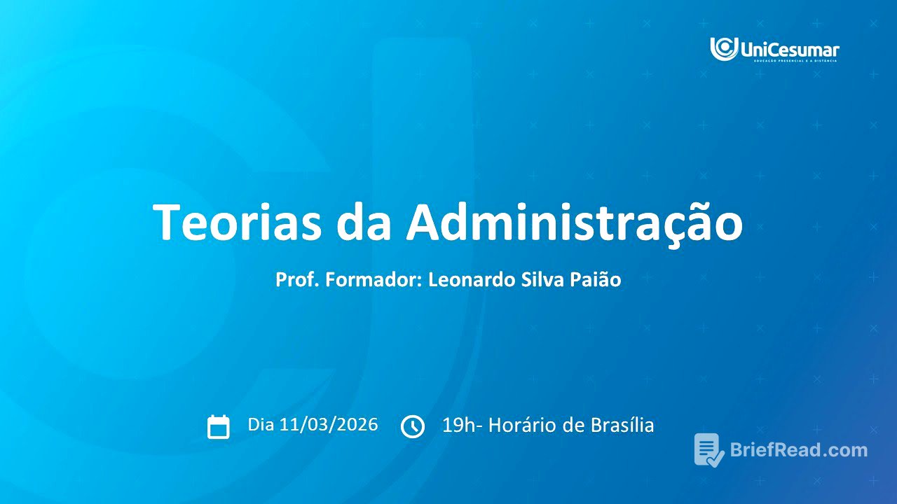Aula ao vivo 3 I Teorias da Administração